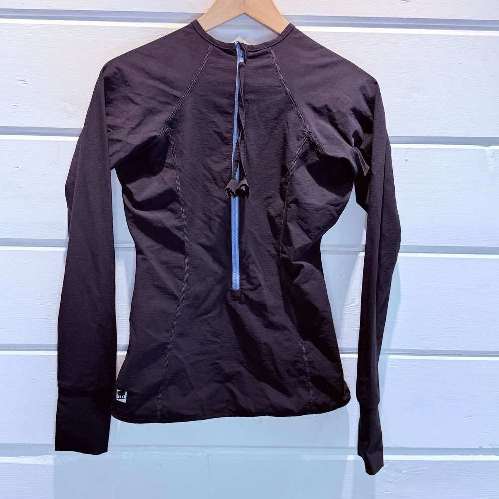 Vintage Solumbra 3/4 zip Pullover Womens XS Black Nylon Spandex Sun Protection